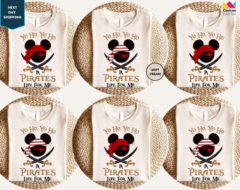 Aangepaste Disney Pirates-familieshirts, Disney Pirates of Caribbean-shirt, Piraten-T-shirt, Pirate's Life, Mickey en Minnie Disney Cruise-shirt