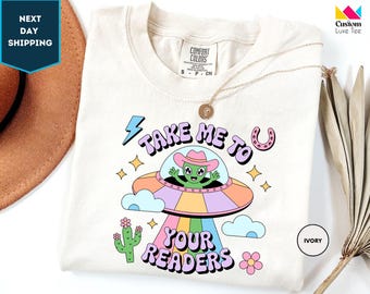 Comfort Colors Funny Reading Shirt, Take Me To Your Readers Shirt, Book Lover Alien Gift Tee, Booktrovert Shirt, Bookish Shirt, Reader Gift