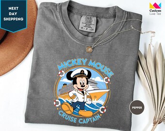 Comfort Colors Captain Mickey Mouse Tee, Mickey Mouse Cruise, Ship Shirt, Mickey Mouse Tee Shirt,Cruise Shirt,  Captain Mickey Mouse Shirt
