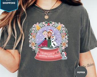 Comfort Colors Disney Frozen Christmas Shirt, Princes Elsa And Anna Shirt, Frozen Olaf Christmas Shirt, Elsa Christmas Tee, Magic Kingdom