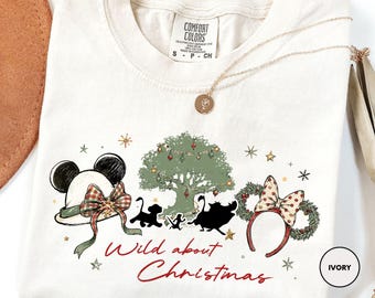 Wild About Christmas Shirt, Coquette Bow Disney Christmas 2026 Tee, Disneyland Animal Kingdom Family Xmas Matching Shirt, WDW Safari Mode