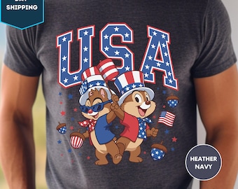 Disney USA Shirt, Chip and Dale 4th of July T-Shirt, Disney Independence Day Shirt, Disneyworld American Flag Shirt, Chip Fourth of July Tee