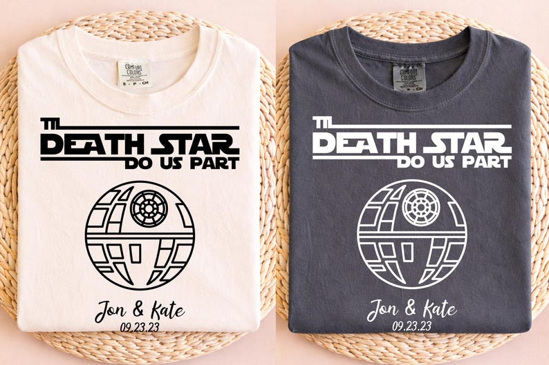 Til Death Star Do Us Part Shirt, Custom Couple Shirts, Personalized Wedding Shirts, Anniversary Shirts, Wedding Shirt, Just Married TShirt image 1