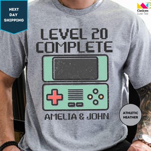 20th Wedding Anniversary Gift for Husband Wife Tee, Anniversary Gift Personalized, Gamer Husband Gift, Retro Video Game Shirt