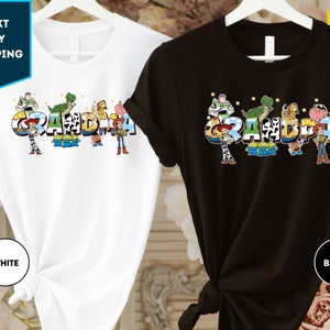 Aangepaste Toy Story oma en opa shirt, Toy Story grootouders T-shirt, familie Toy Story bijpassende verjaardag shirts, Toy Story paar shirts