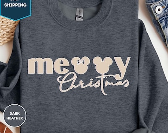 Mickey Minnie Christmas Sweater, Merry Christmas Sweatshirt, Disney Christmas Crewneck, Disneyland Xmas Sweater, WDW Christmas Sweatshirt