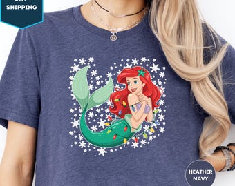 Little Mermaid Ariel Christmas Shirt, Disney Princess Ariel Christmas Lights Shirt, Magic Kingdom Xmas Shirt, Ariel Christmas Gift