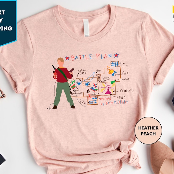 Home Alone Battle Plan Map T-Shirts, Funny Home Alone Shirt, Kevin Battle Plan Map Shirt, Family Christmas Shirt, Christmas Kid's Gift Shirt