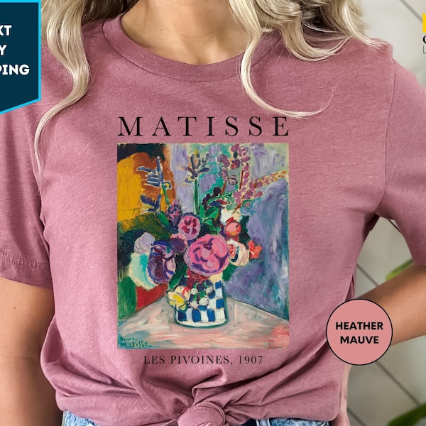 Matisse Art Shirt, Les Pivoines Flower Artwork Tshirt, Famous Painting Shirt, Gift for Artist or Art Teacher, Art T-shirt, Aesthetic Tee