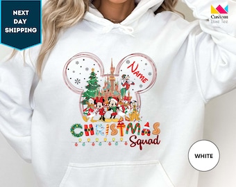 Sudadera con capucha personalizada del equipo navideño de Disney, sudadera familiar personalizada a juego, vacaciones navideñas de Disney