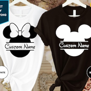 Custom Name Minnie and Mickey Mouse Shirt, Custom Name Disney Shirt, Disneyland Shirt, Mickey Mouse Tee, Minnie Mouse, Gifts for Kid's Tee image 1