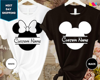 Custom Name Minnie and Mickey Mouse Shirt, Custom Name Disney Shirt, Disneyland Shirt, Mickey Mouse Tee, Minnie Mouse, Gifts for Kid's Tee