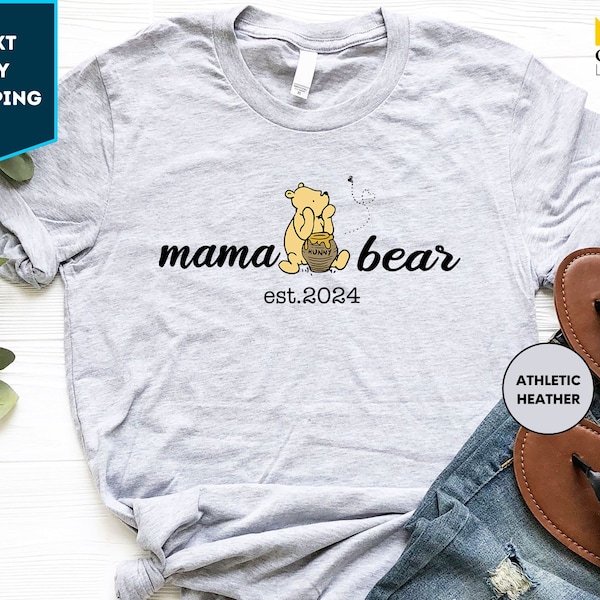 Custom Mama Pooh Bear Shirt, Winnie The Pooh Mama Shirt, Cute Mom T Shirt, Custom Mama Shirt, Personalized Mama Bear Shirt, Mom Tee