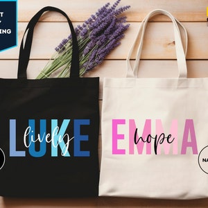 Sac fourre-tout personnalisé avec nom, sac fourre-tout personnalisé avec nom, sac cabas personnalisé pour femme, cadeau prénom personnalisé pour son sac d'enfants, cartable d'école pour enfants