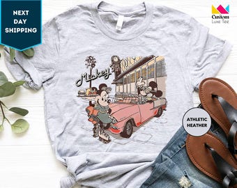 Disney Vintage Mickey Cafe 50s Retro Shirt, Mickey and Minnie Shirt, Mickey and Friends Coffee Shirt, Disneyland Family Vacation Trip