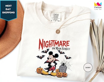 Comfort Colors Disney Halloween Nightmare Shirt, Mickey Minnie Halloween Shirt, Vintage Disney Halloween Shirt, Nightmare on Main Street Tee