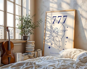 Impresión del número angelical 777 / Energía de la chica afortunada, decoración espiritual (descarga digital)