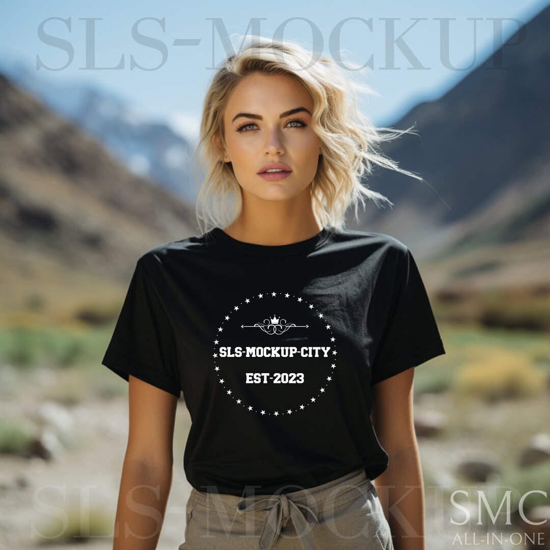 Black Heather Bella Canvas 3001 Mockup Bella Canvas Mockup, Black ...