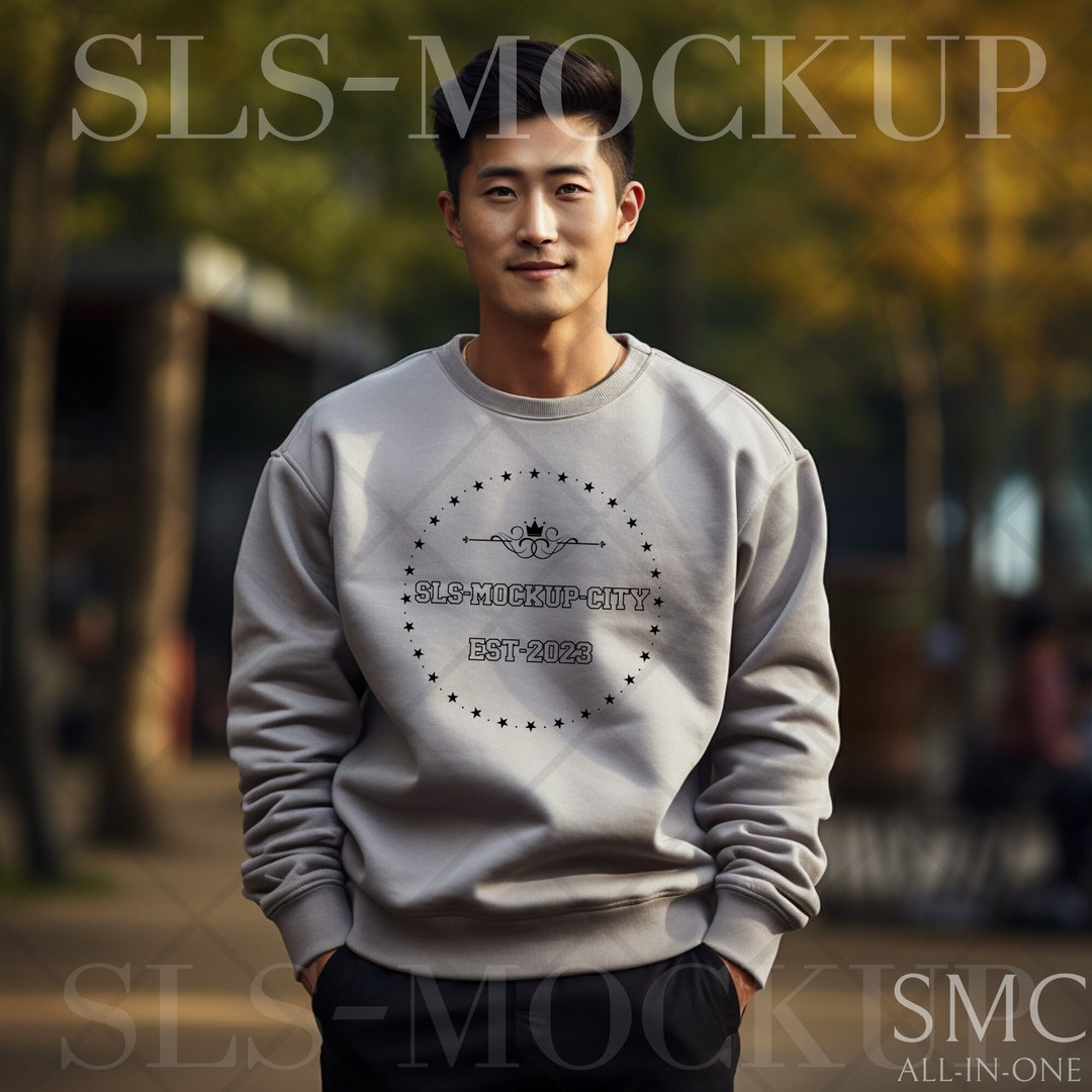 Gildan 18000 Sport Grey Mockup Gildan Sport Grey Sweatshirt Mockup Man ...