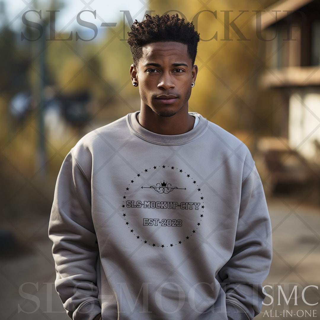 Gildan 18000 Sport Grey Mockup Gildan Sport Grey Sweatshirt Mockup Man ...