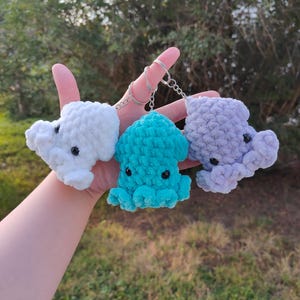 Crochet Mini Squid Keychains for Keys and Bags Handmade Amigurumi Plushies