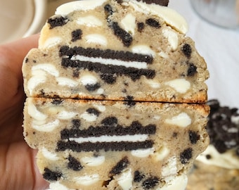 Cookies & Cream Giant Stuffed Cookie Recipe | Chunky Cookie Sandwich Stuffed Cookies N Creme Cookies, Gourmet Loaded Cookie Recipe