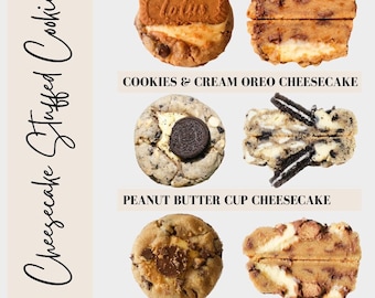 Cheesecake Stuffed Cookie Recipe Collection | Loaded Speculoos Cookie Butter, Cookies N Cream, Peanut Butter Cup Cheesecake Cookie