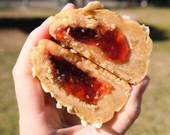 Peanut Butter and Jelly Stuffed Cookies Recipe | Thick PB & J Cookie, Peanut Butter and Jam Sandwich Cookies, Gaint Double Stuffed Cookies