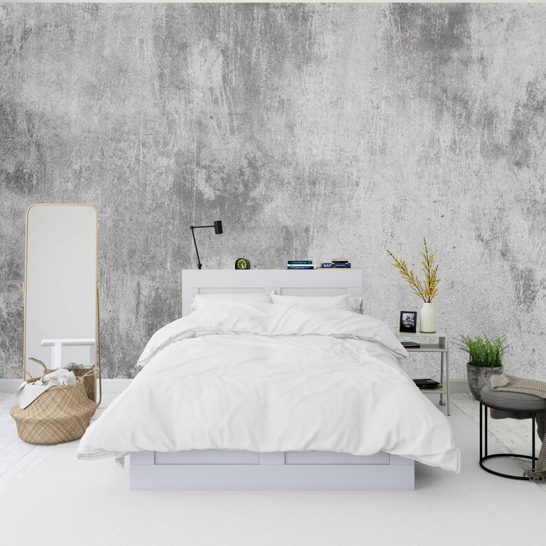 Dark Grey Concrete Texture Wallpaper Peel and Stick Concrete Etsy