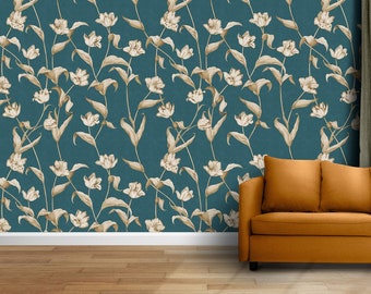 Floral Pattern Wallpaper, Peel and Stick Soft Colorful Peony Flowers Wall Mural, Self Adhesive Removable Wall Stick