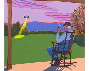 Old Man UFO Giclee Print, “Times Have Changed”