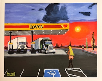 Giclee print “She Rides” Truck Stop Love