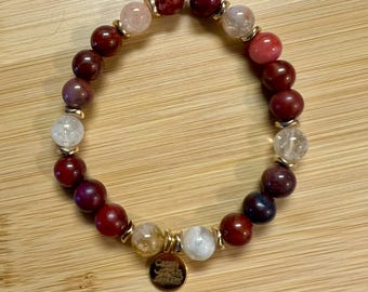 Cats of Cape Ann kralenarmband - suguliet en citrien edelsteen bedel