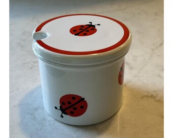 Rare! Vintage Waechtersbach Ladybug Pot W/ Top Jam Jelly Jar West Germany 8oz