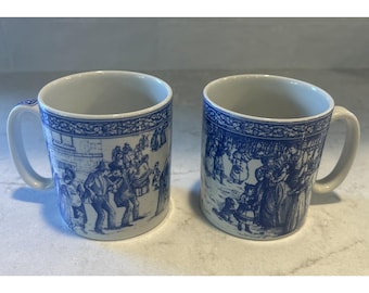 2 VTG Spode Blue Room Collection Victorian Annual 10oz Christmas Mugs # 4 & 5