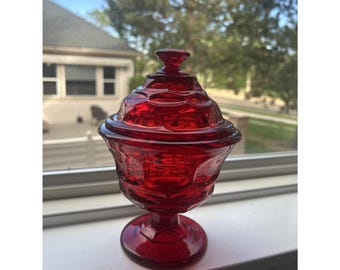 Fostoria Argus Ruby Red 7-7/8" Compote Pedestal Candy Dish HFM Henry Ford Museum