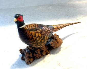 Vtg. Hand-carved and painted folk art pheasant signed Thomas Chandler 1995