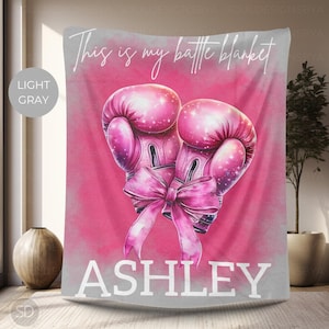 Personalized Breast Cancer Blanket for Her, Custom Name Soft Cozy Fleece Blankets for Breast Cancer Awareness, This is my Battle Blanket