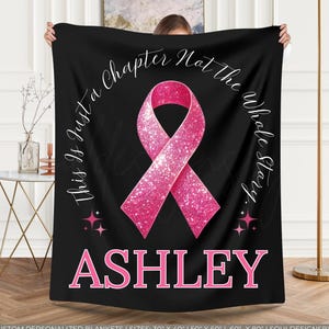 Personalized Breast Cancer Blanket: Pink Ribbon Chemo Gift Custom Name Blankets