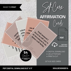 Cartões de Afirmação de Autocuidado para Mulheres, Ideias para Presentes de Cura, Presentes para Ela, Cartões de Empoderamento Feminino, Cartões de Autocuidado Diário, Presentes de Atenção Plena