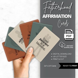 Cartes d'affirmation quotidiennes pour la fête des pères, Cartes d'affirmation de la santé mentale, Cartes d'affirmation de la paternité, Cartes à imprimer, Cartes d'affirmation papa