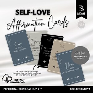 Women Self-love Affirmation Daily Cards, Affirmation Cards, Mental Health Affirmations, Self-Love Deck, Printable Deck Card, Gift Cards