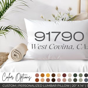 Lumbar Pillow, Farmhouse Style Home Décor, Housewarming Throw Pillow, Perfect Personalized Gifts for Newlyweds,  Zip Code Custom Gifts