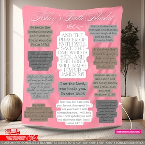 Personalized Chemo Blanket for Cancer Fighters Healing Scriptures Healing Blanket Prayer Throw with Bible Verses Chemo Comfort Gift for Her