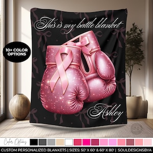 Personalized Chemo Blanket for Cancer Fighters Comfort Blanket for Survivors Breast Cancer Awareness Throw Coquette Blanket Gifts for Her