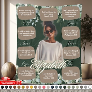 Manta de afirmación con foto personalizada: manta con versículo bíblico, regalo de ánimo