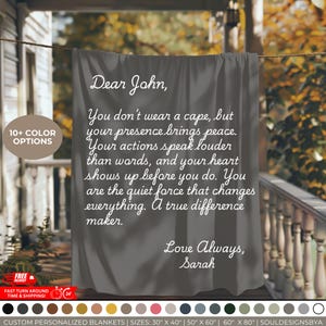Love Letter Blanket Personalized with Your Message Custom Anniversary Gift for Husband Wife Girlfriend Boyfriend Your Words Their Blanket
