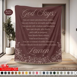God Says You Are Blanket Personalized Scripture Throw Christian Comfort Gift Custom Bible Verse Blanket for Women Name Scripture Blanket