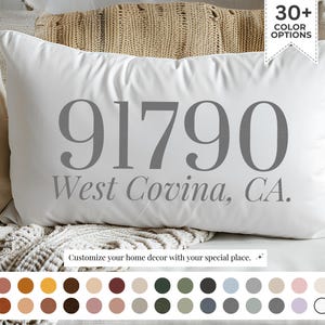 Personalized Farmhouse Lumbar Pillow, Elegant Home Décor Accent for Weddings, Perfect Housewarming Gift, Zip Code Custom Gifts, Unique Gifts