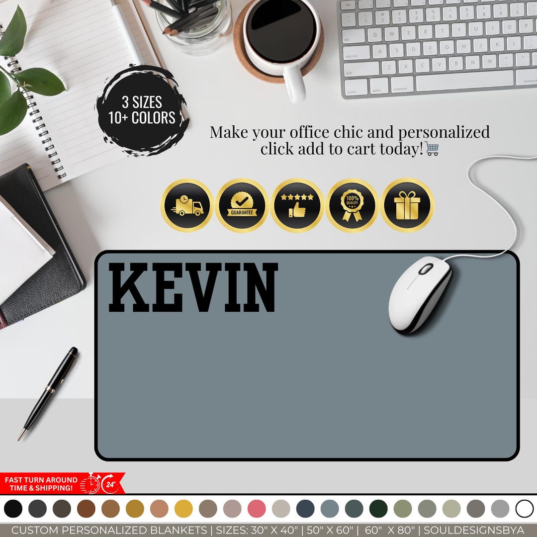 Personalized Desk Mat Custom Name Mouse Pad, Office Decor, Work Space ...